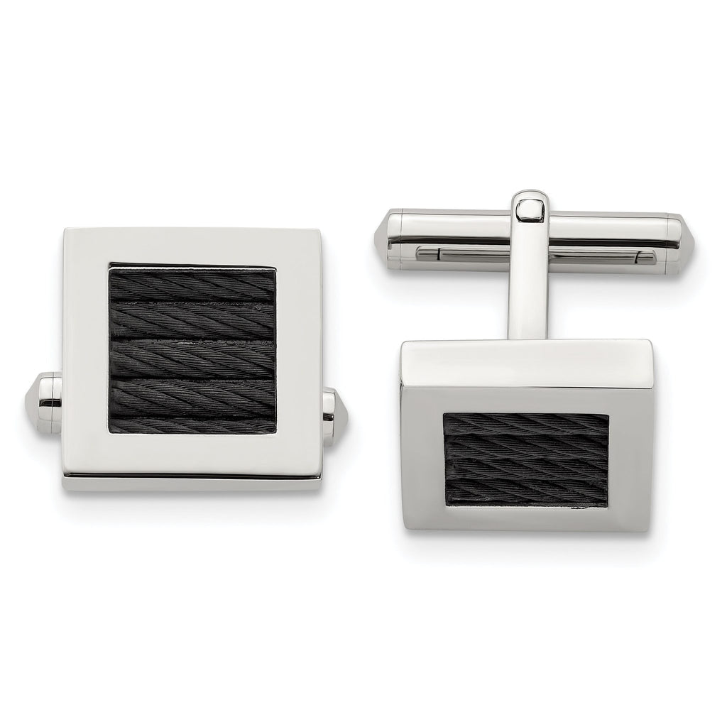 Stainless Steel Black-Plated Wire Square Cuff Links
