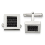 Stainless Steel Black-Plated Wire Square Cuff Links