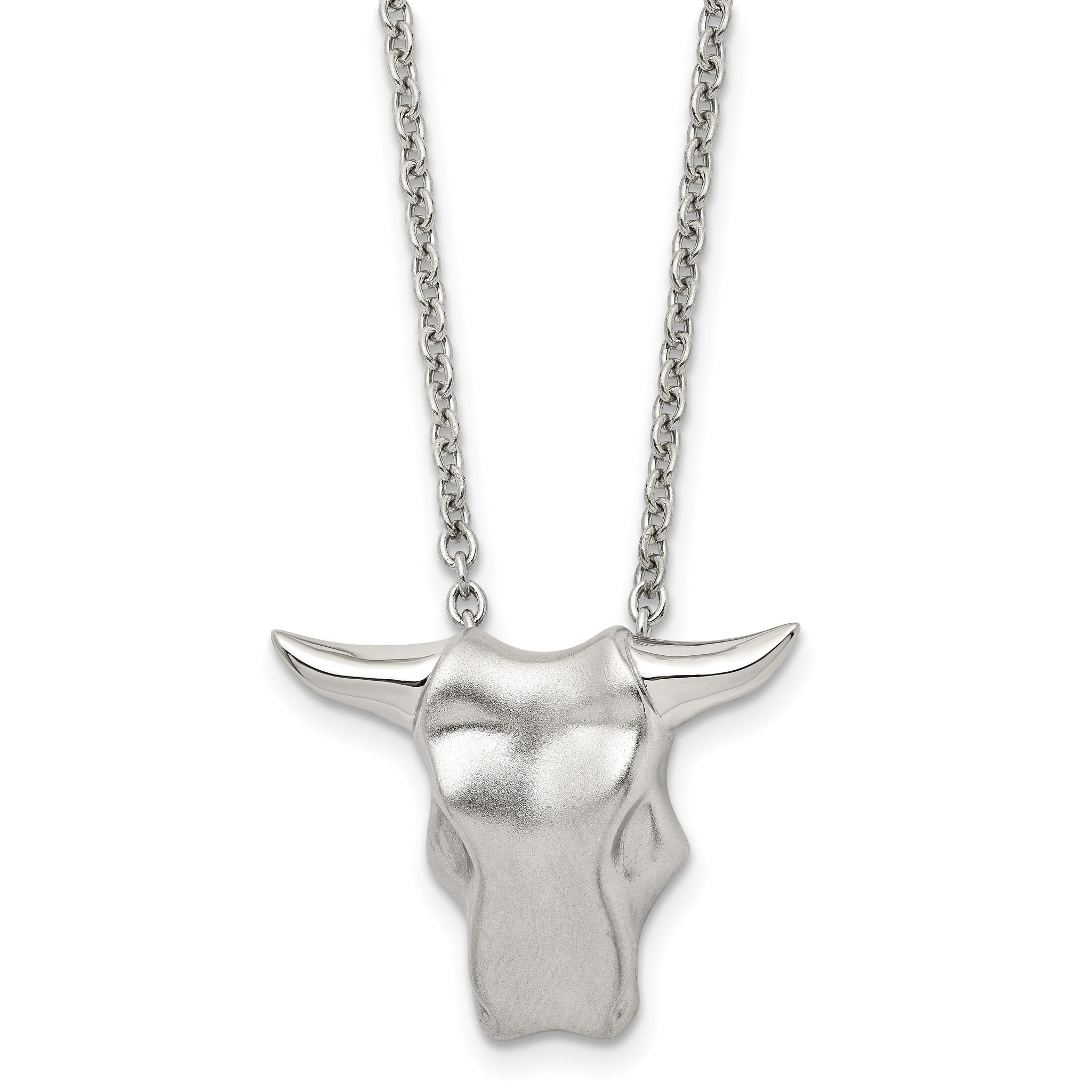 Stainless Steel Brushed Bull Head 20in Necklace Main image