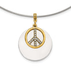 1928 Silver-tone & Gold-tone Crystal Peace Symbol Choker Necklace