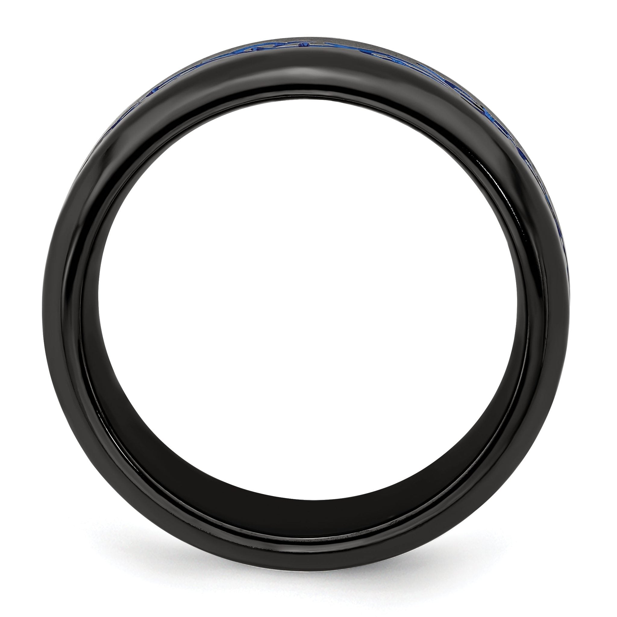 Titanium Wedding Band with Blue Anodized Accents and Polished Finish