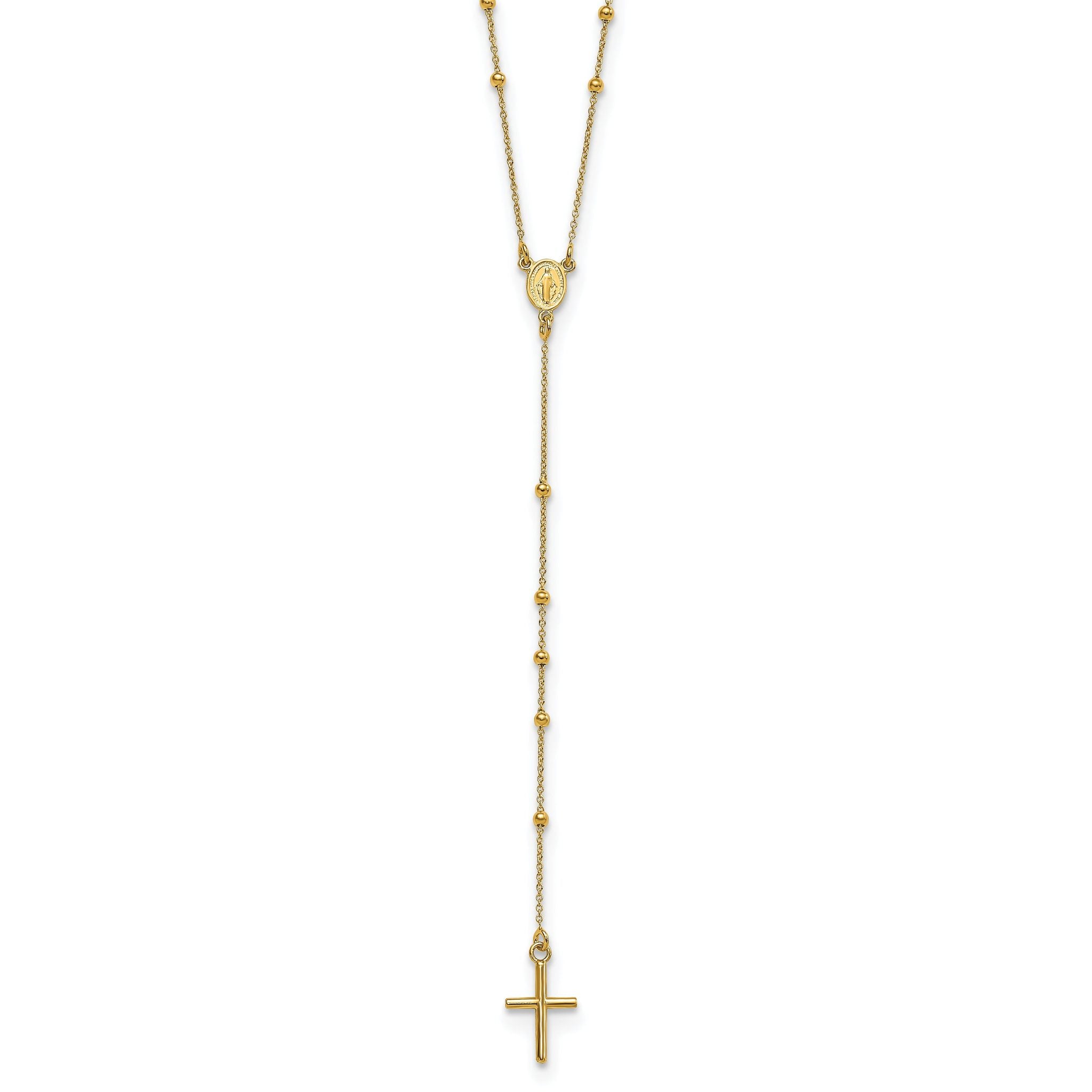 Sophia Jewelers 14K Gold Polished Rosary Necklace 24 Elegant Design