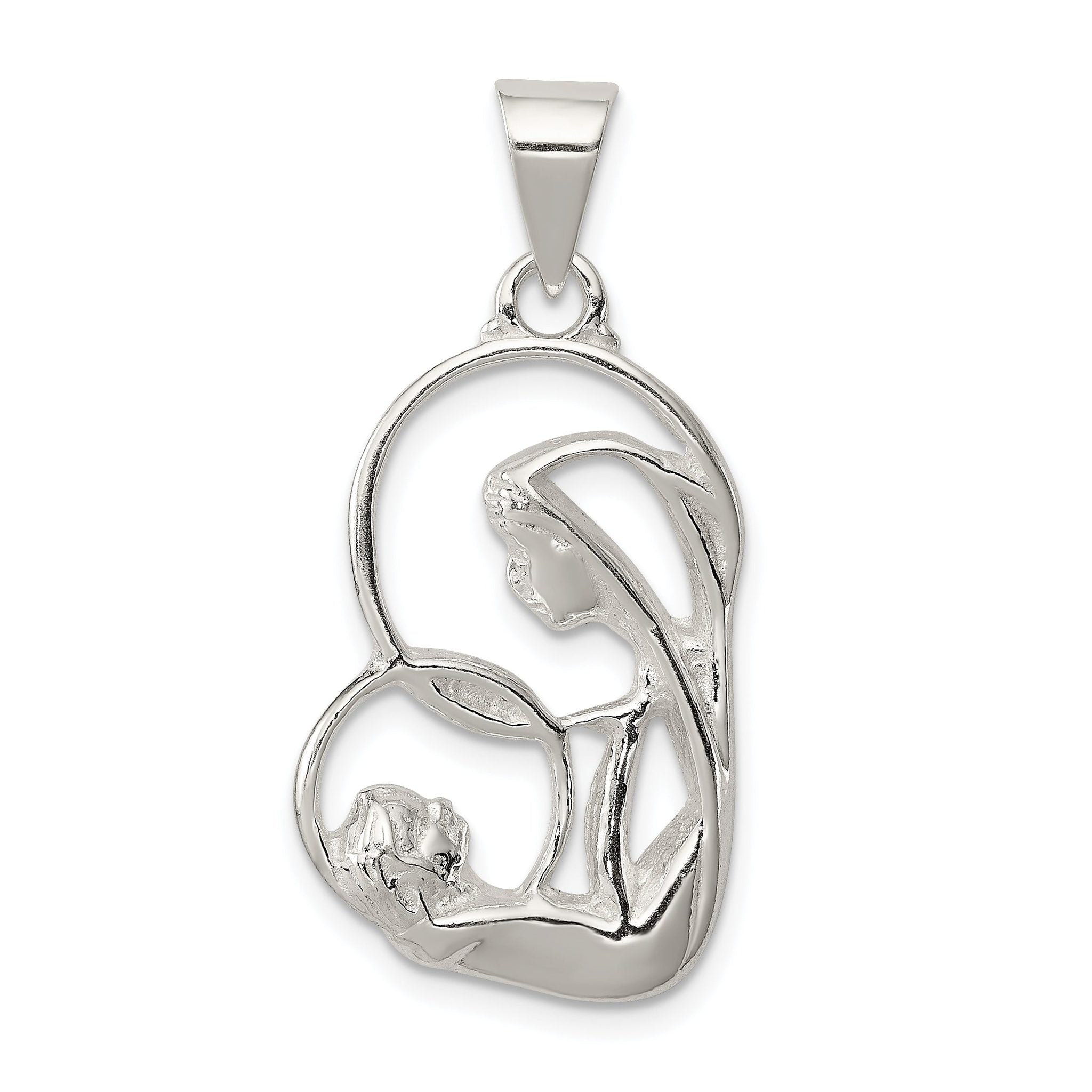 Sterling Silver 925 Mary & Child Charm Polished Finish Anti-Tarnish