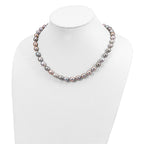 14k White Gold 8-9mm Grey Rice Freshwater Cultured Pearl 16 inch Necklace