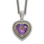 Sterling Silver & 14K Gold Amethyst Heart Necklace Vintage Inspired Elegance