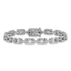 Cheryl M Sterling Silver Rhodium-plated Polished Fancy CZ Link Bracelet