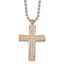 Chisel Titanium Polished Rose IP-plated Laser Cut Cross 22 inch Necklace