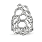 Sterling Silver Rhodium-plated Polished & Textured Circles Ring