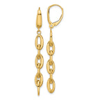 14K Polished Fancy Oval Link Leverback Dangle Earrings