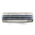 Titanium Wedding Band with Blue Anodized Grooves and Polished Finish
