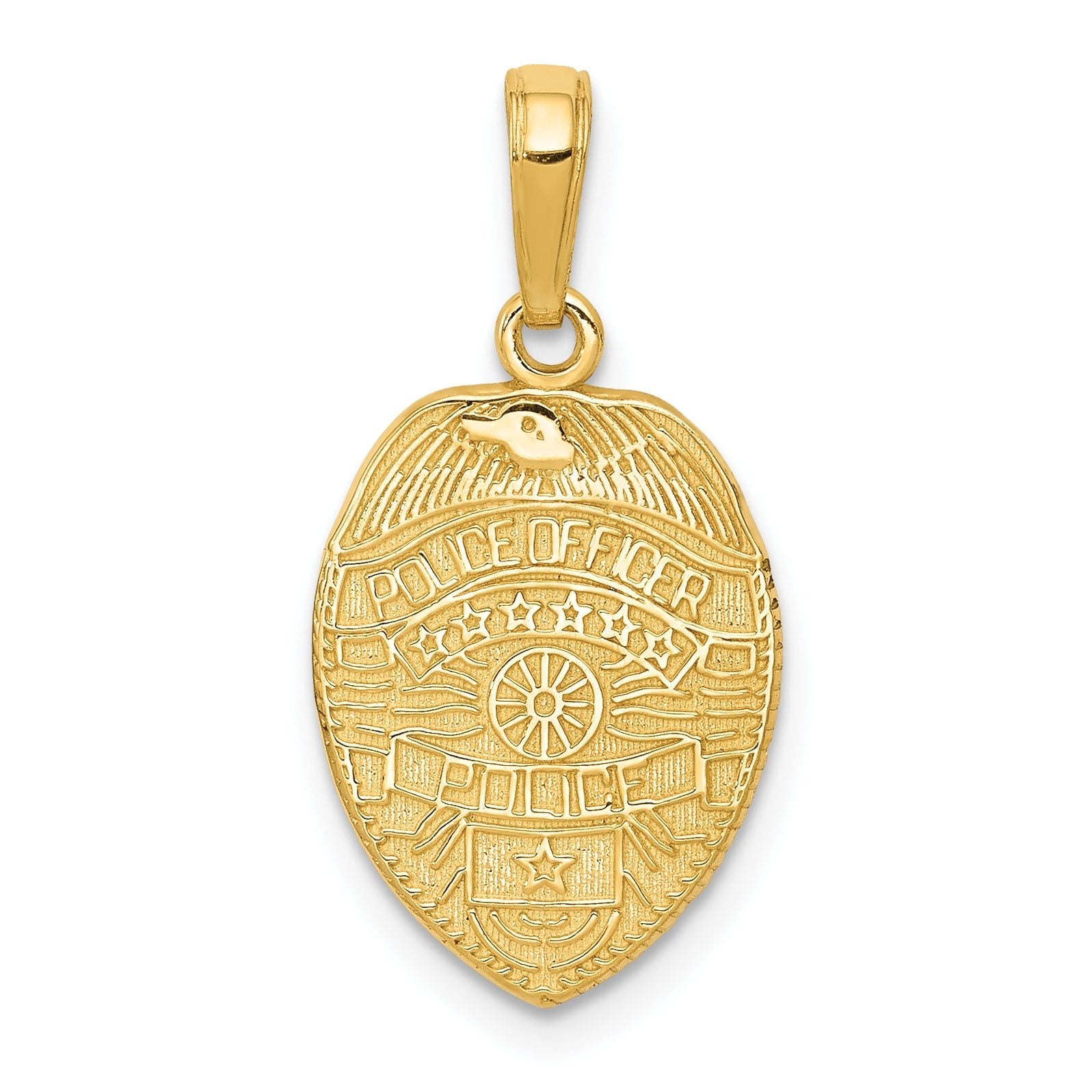 14K Gold Police Officer Badge Pendant with Polished Textured Finish