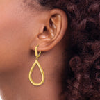 14K Polished Open Teardrop Leverback Dangle Earrings