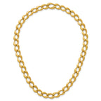 14k Brushed and Polished 9mm Fancy Curb Link 17 inch Necklace