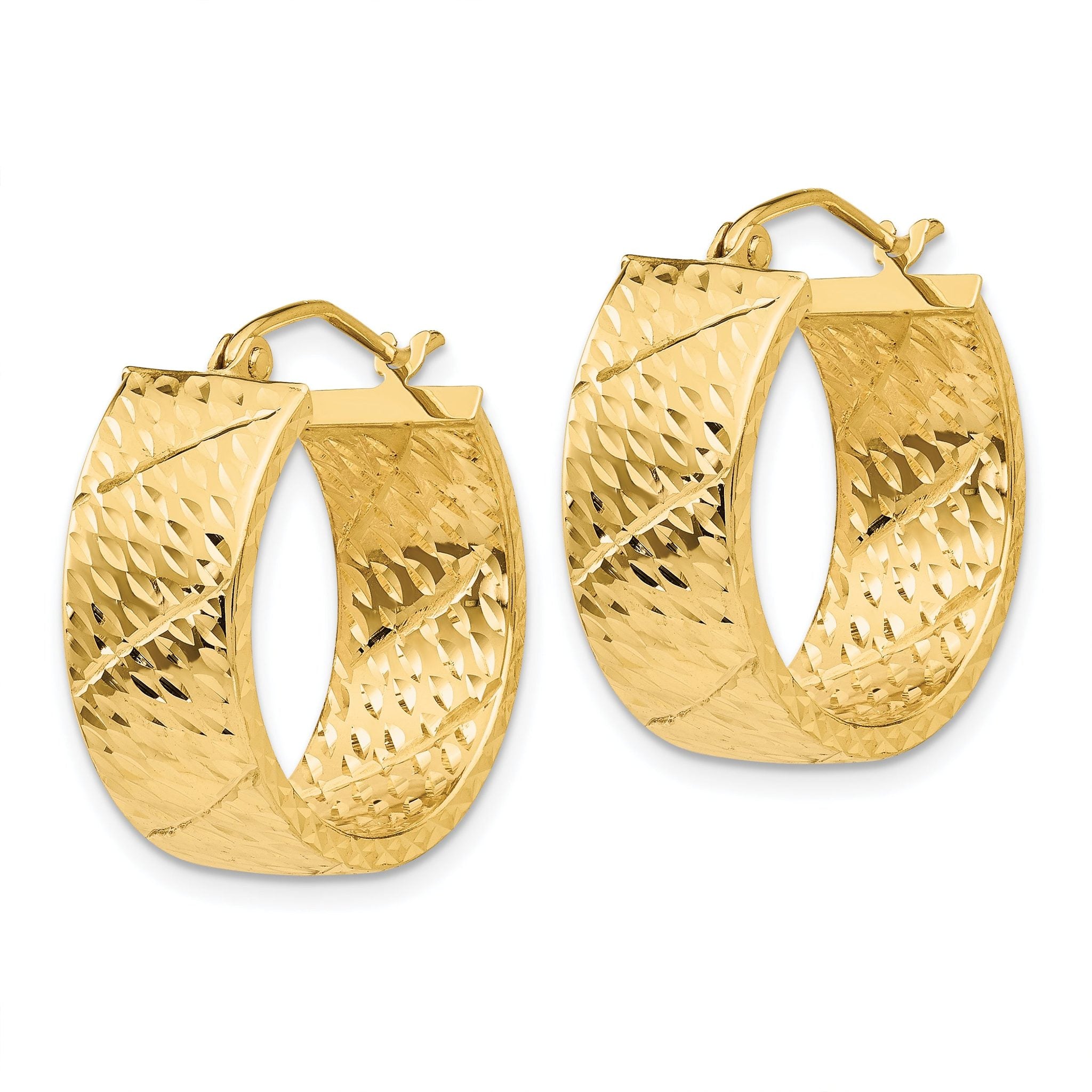 14k Diamond Cut Hoop Earrings Secondary image
