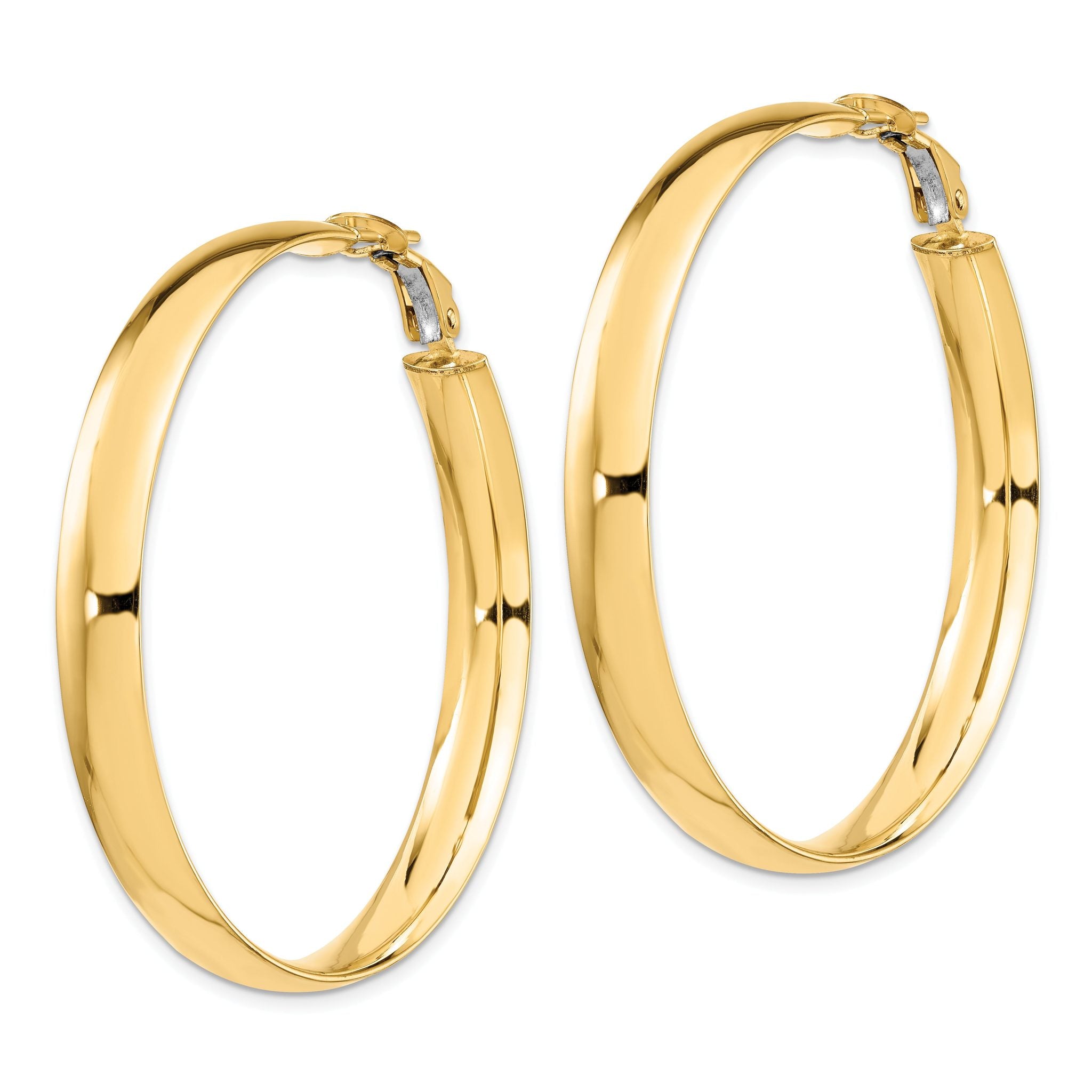 14K 6mm High Polished Omega Back Hoop Earrings Secondary image