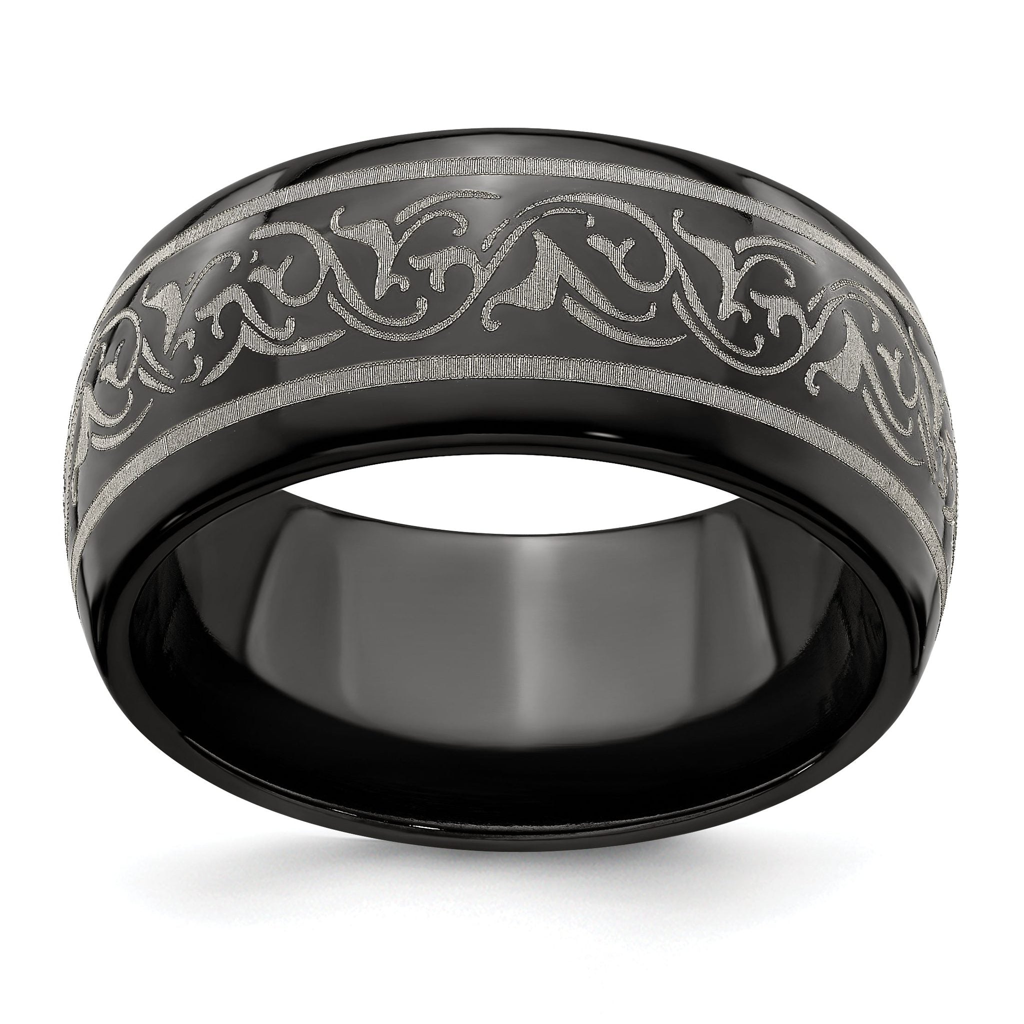 Titanium Wedding Band with Laser Pattern Engravable Gift Main image
