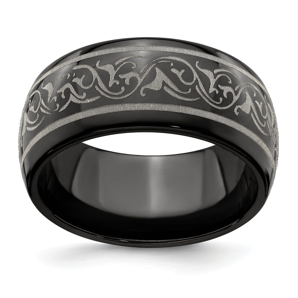 Titanium Wedding Band with Laser Pattern Engravable Gift