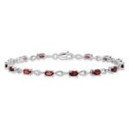Sterling Silver Rhodium-plated Garnet Bracelet