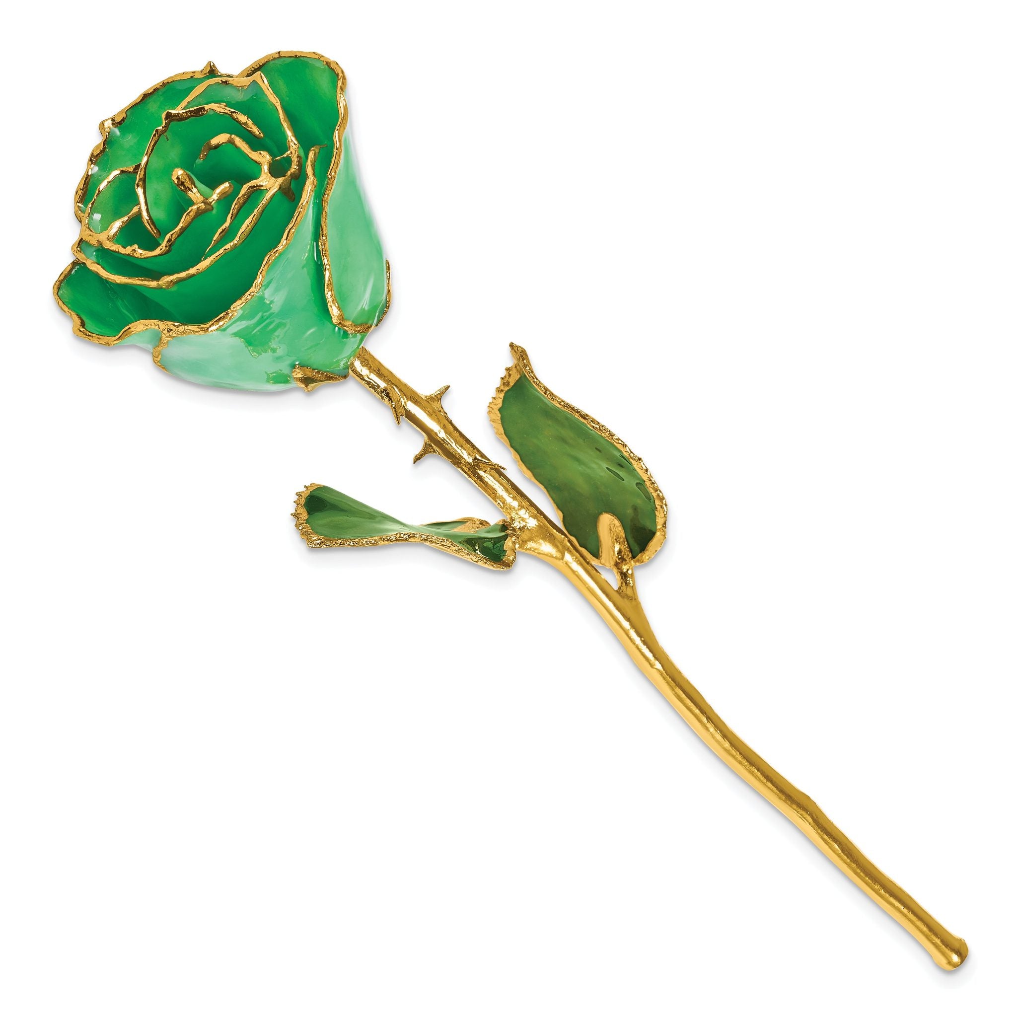 Lacquer Dipped Gold Trim May Birthstone Emerald Rose Secondary image