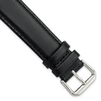 Black Leather Watch Band with Silver-Tone Buckle, 19mm