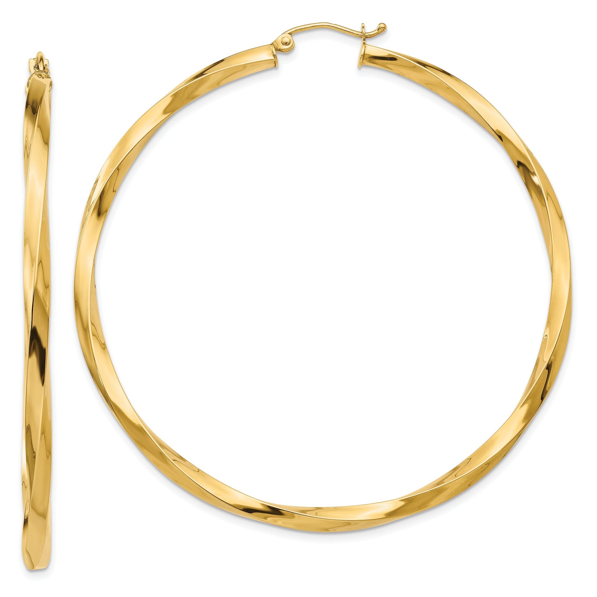 14k Polished 3mm Twisted Hoop Earrings Main image