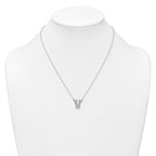 14k White Gold 3/8 carat Lab Grown Diamond VS+ F+ Complete Letter V 18 inch Initial Necklace