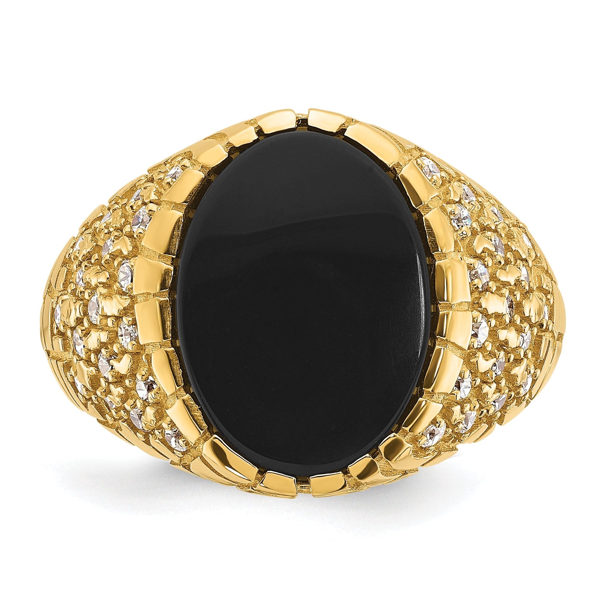 14k Mens Oval Onyx and Diamond Nugget Ring Mounting, Mounting Only