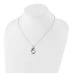 Cheryl M Sterling Silver Rhodium-plated with Black Rhodium Accent Brilliant-cut Black and White CZ Bunny Rabbit 18 Inch Necklace