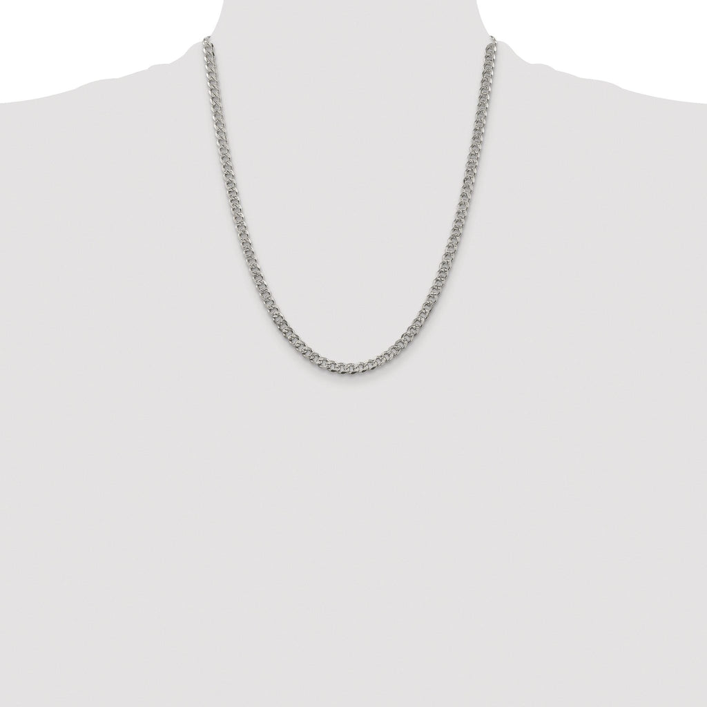 Pavé Curb Chain Necklace in Sterling Silver, 4.5mm