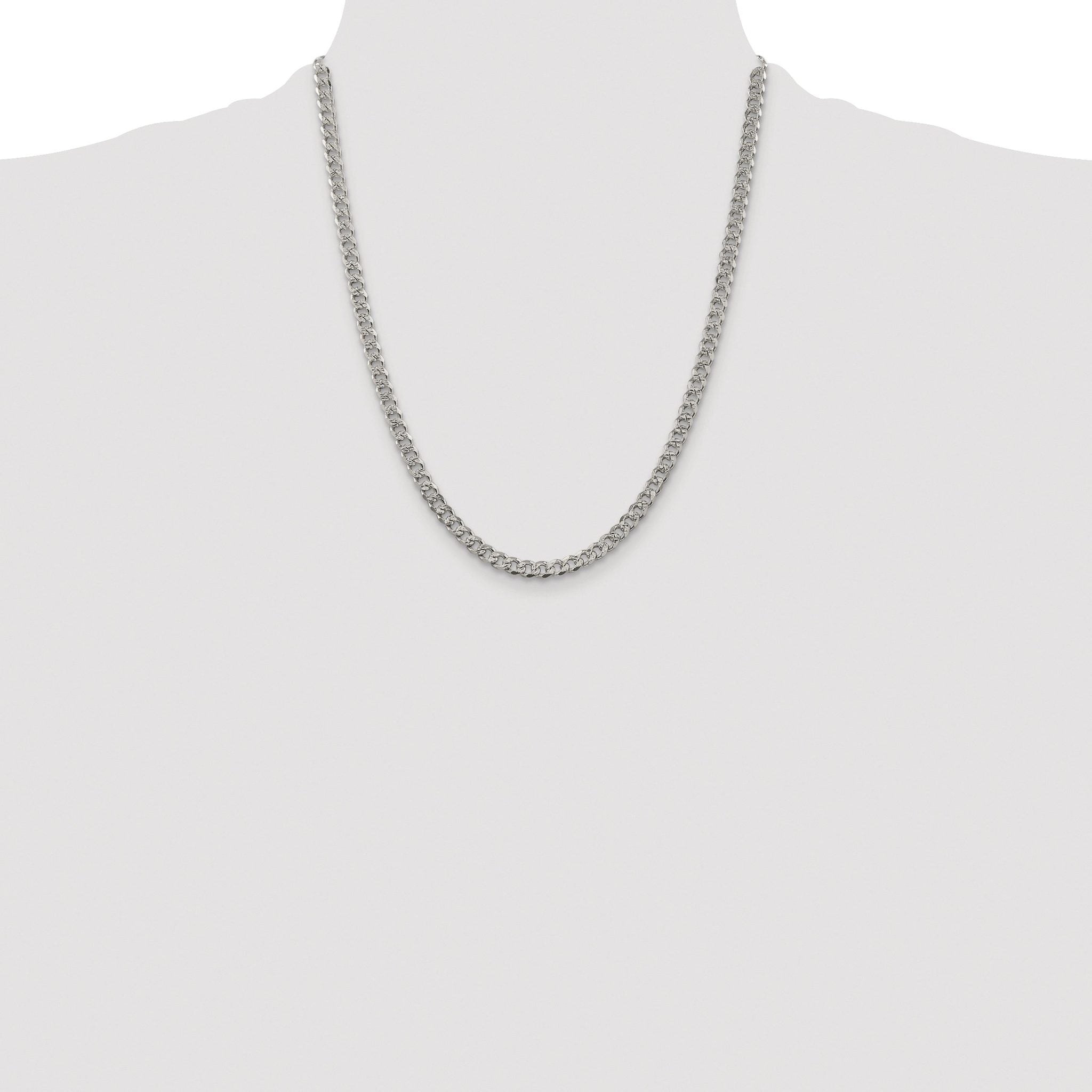Pavé Curb Chain Necklace in Sterling Silver, 4.5mm