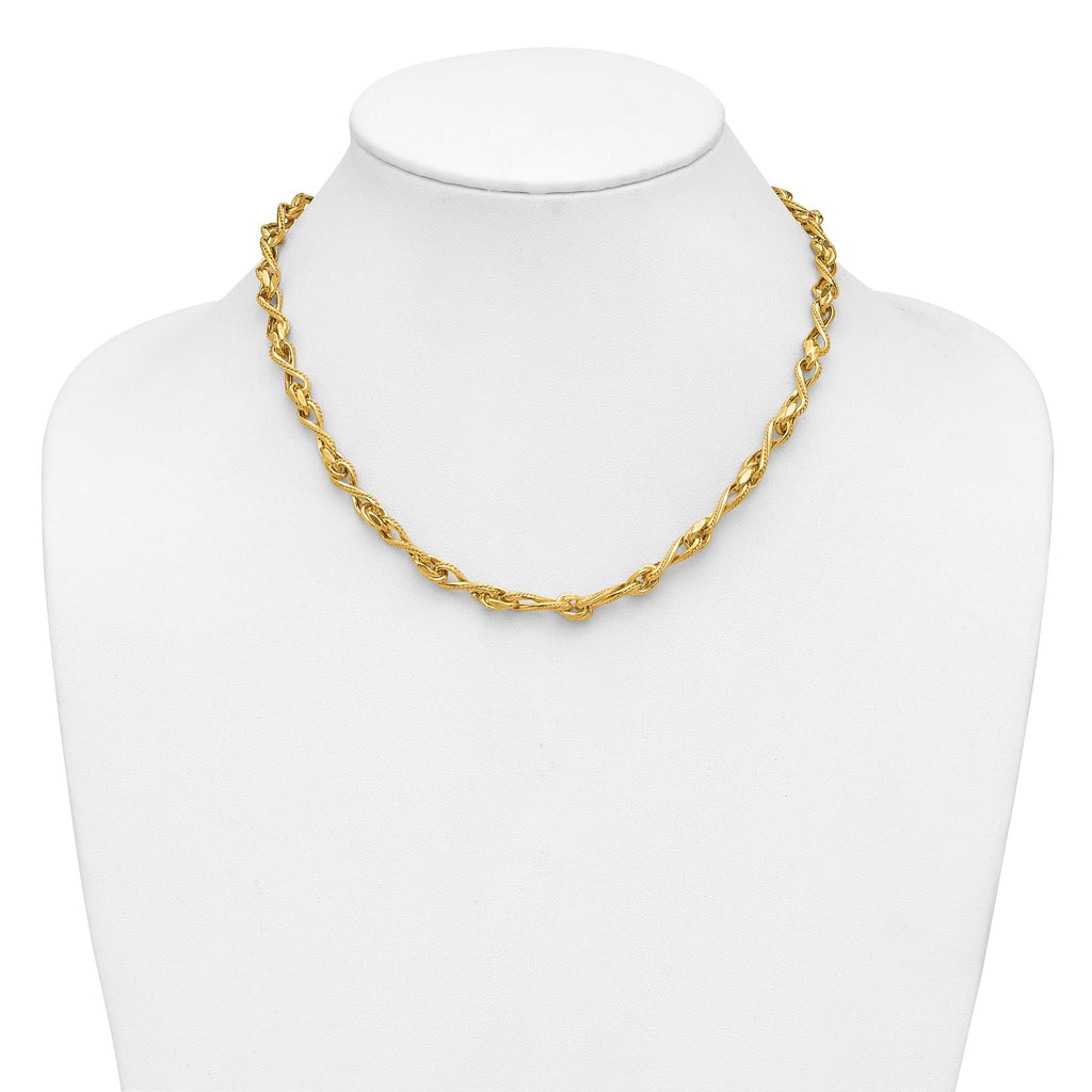 Leslie's14K Polished and Textured Twisted Link Necklace