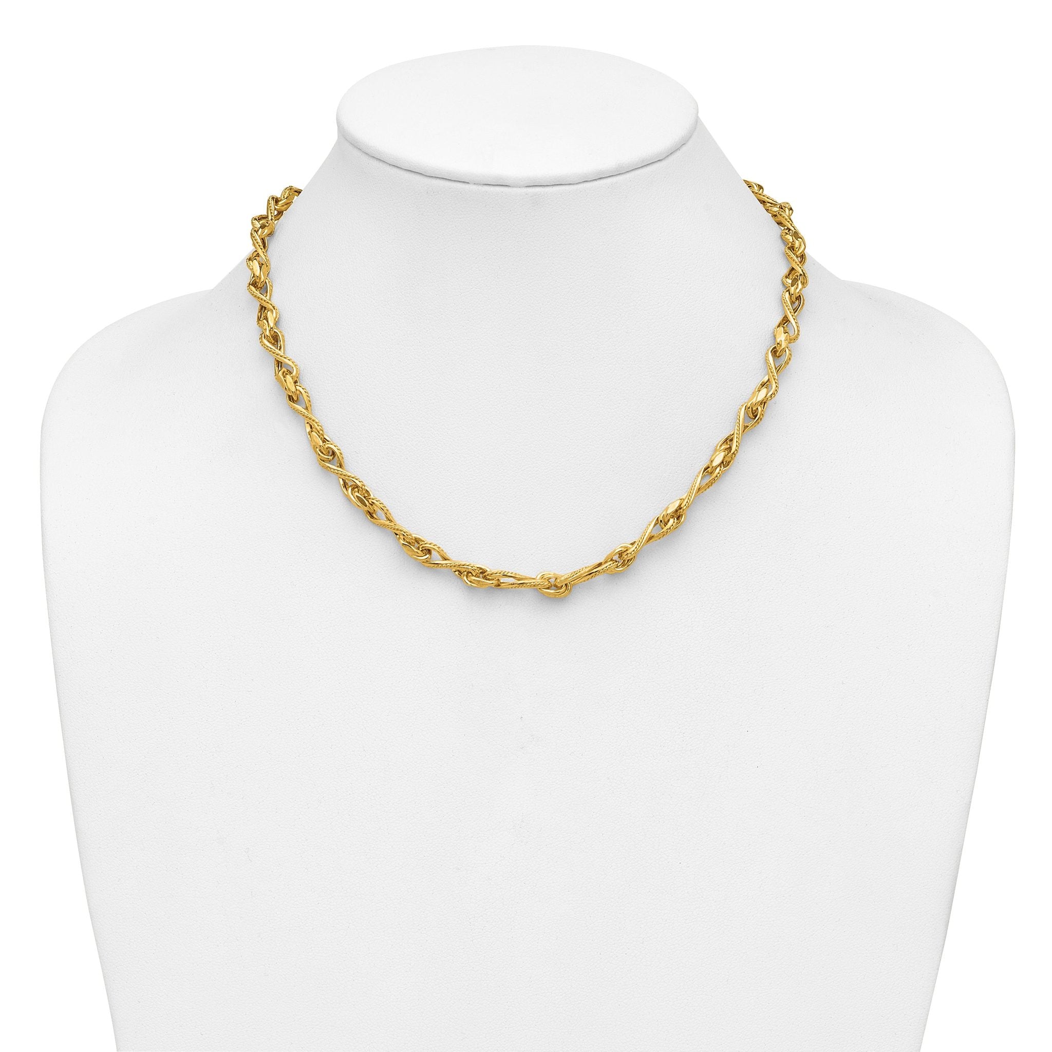 Leslie's14K Polished and Textured Twisted Link Necklace