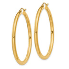 10K Yellow Gold Polished Hoop Earrings 3mm Tube Elegant Design for Women
