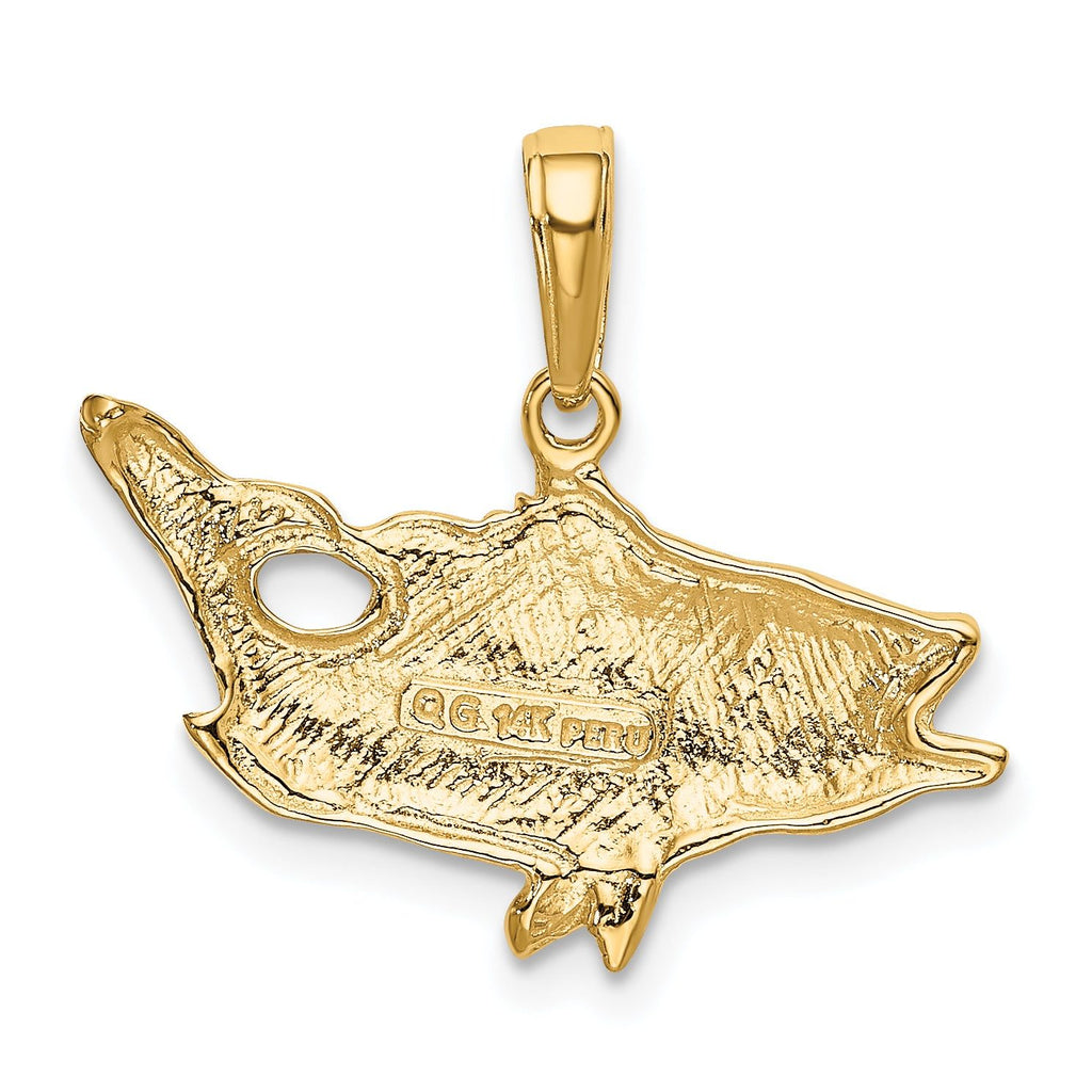 14K Gold Men's Bass Fish Pendant Solid and Casted