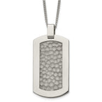 Titanium Men's Dog Tag Necklace with Polished Hammered Finish, Engravable