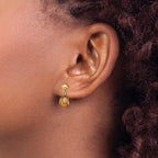14k 7-8mm Brown Rice Freshwater Cultured Pearl Dangle Post Earrings