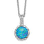 Sophia Jewelers Sterling Silver Opal CZ Necklace with Polished Rhodium