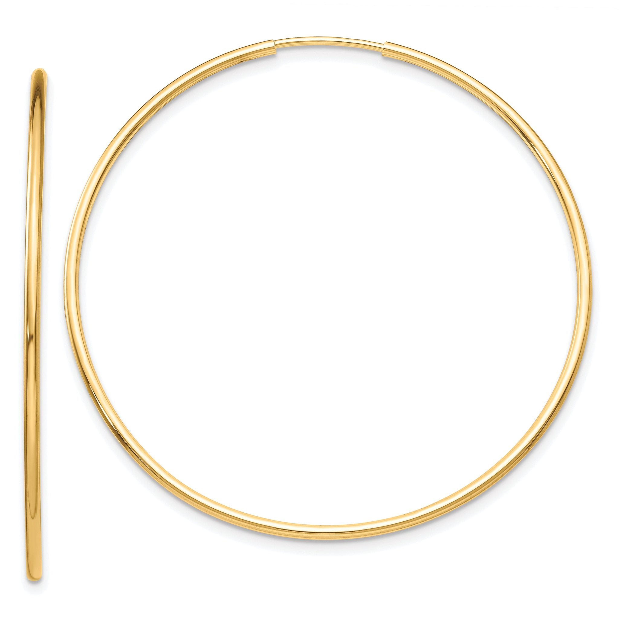 10K Gold Polished Endless Hoop Earrings for Women 40mm Hollow Design Main image