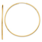 10K Gold Polished Endless Hoop Earrings for Women 40mm Hollow Design