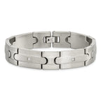 Stainless Steel Brushed with Cubic Zirconia Link Bracelet for Men