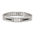 Stainless Steel Polished and Textured Black IP-plated Bracelet for Men