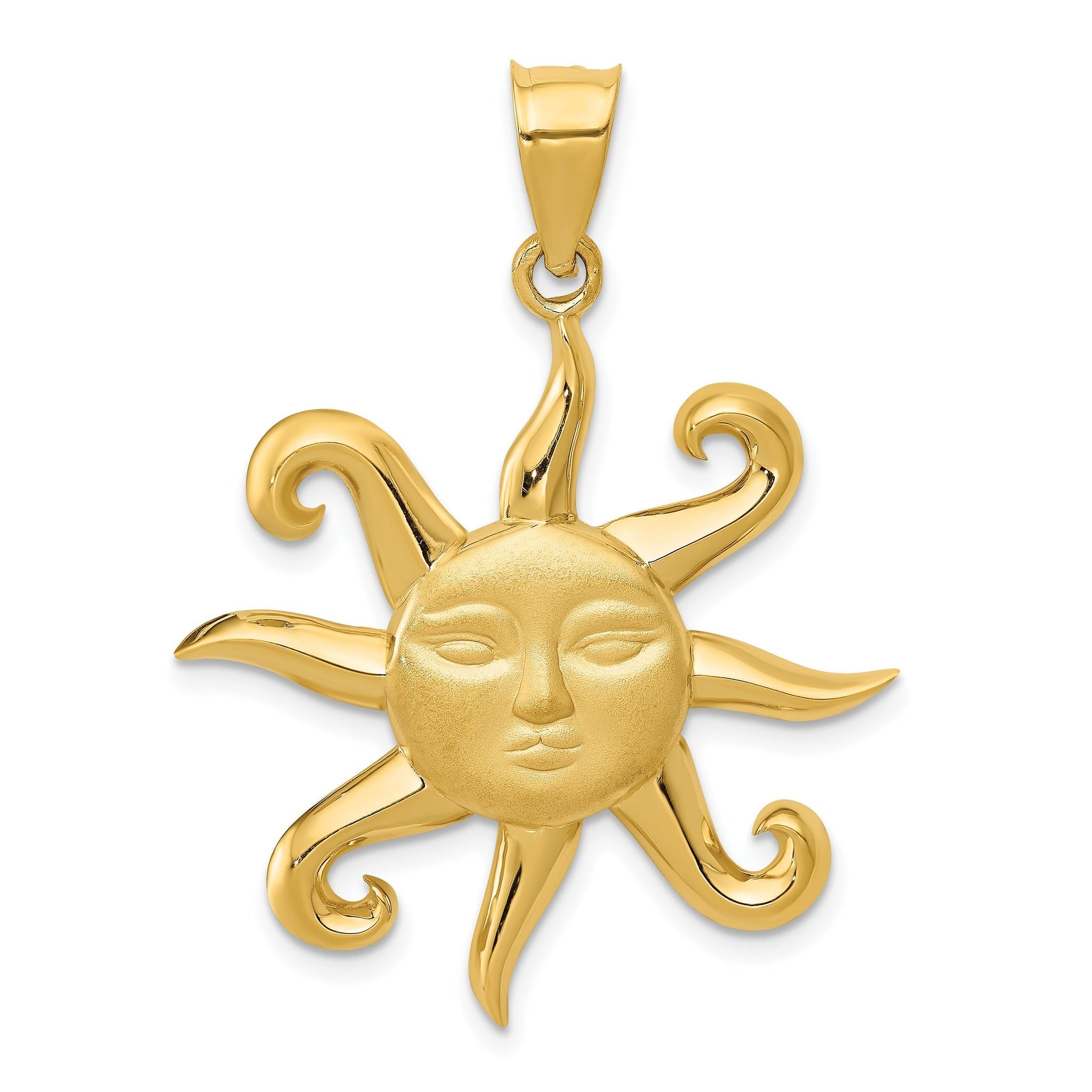 14K Gold Men's Satin Polished Sun Pendant by Sophia Jewelers