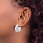Sterling Silver Rhodium-plated Polished Tapered Round Hoop Earrings