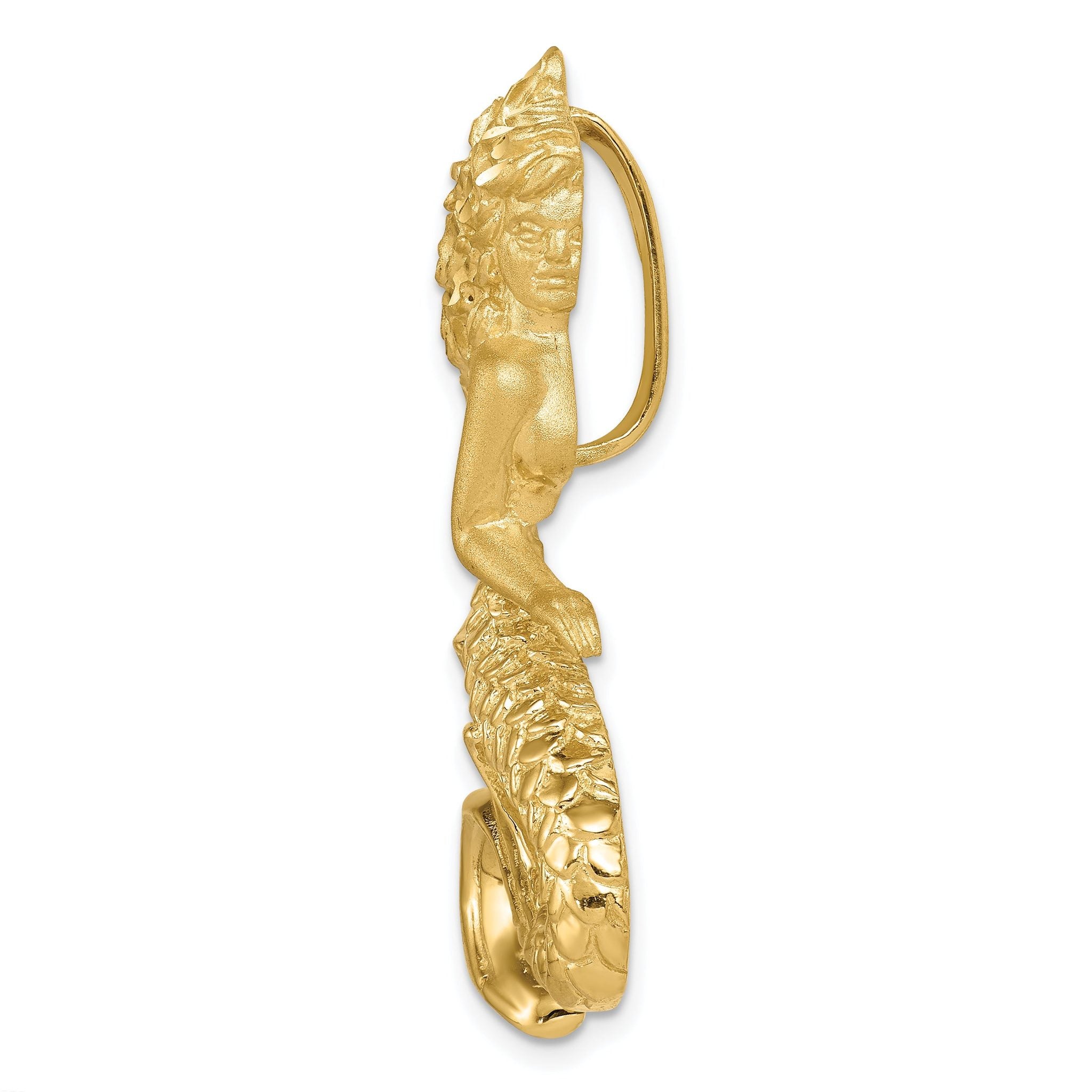 14K Gold Diamond-Cut Mermaid Slide Pendant with Polished & Satin Finish Secondary image