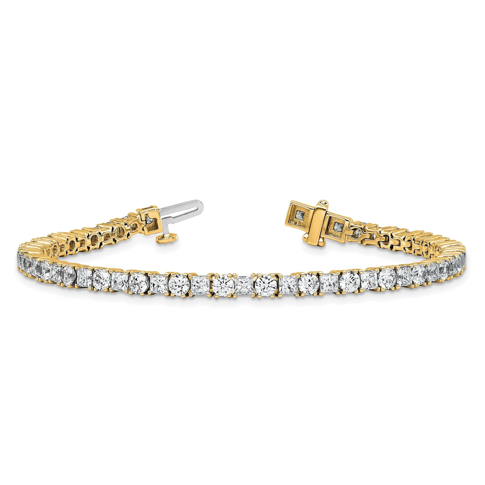 14k 7 carat Lab Grown Diamond VS/SI+ G+ Complete Princess and Round Tennis Bracelet