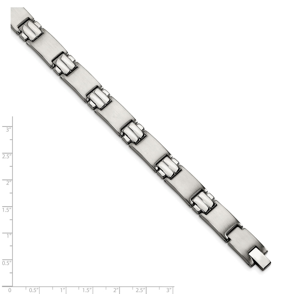Stainless Steel Brushed and Polished Link Bracelet for Men