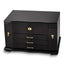 Luxury Giftware High GloSterling Silver Walnut Burl Veneer 3-drawer with Swing-out Sides Locking Wooden Jewelry Box