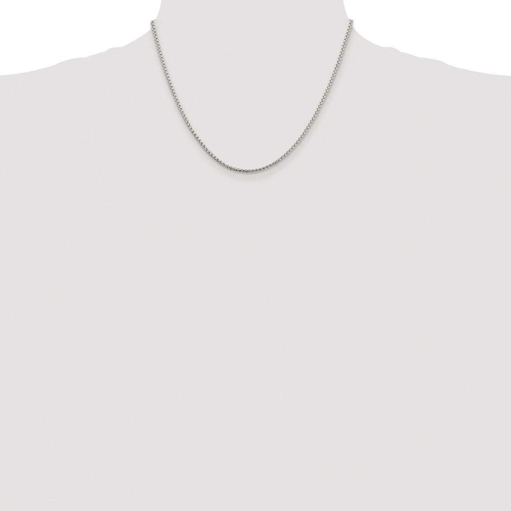 Sterling Silver Rhodium-plated 2mm Round Box Chain