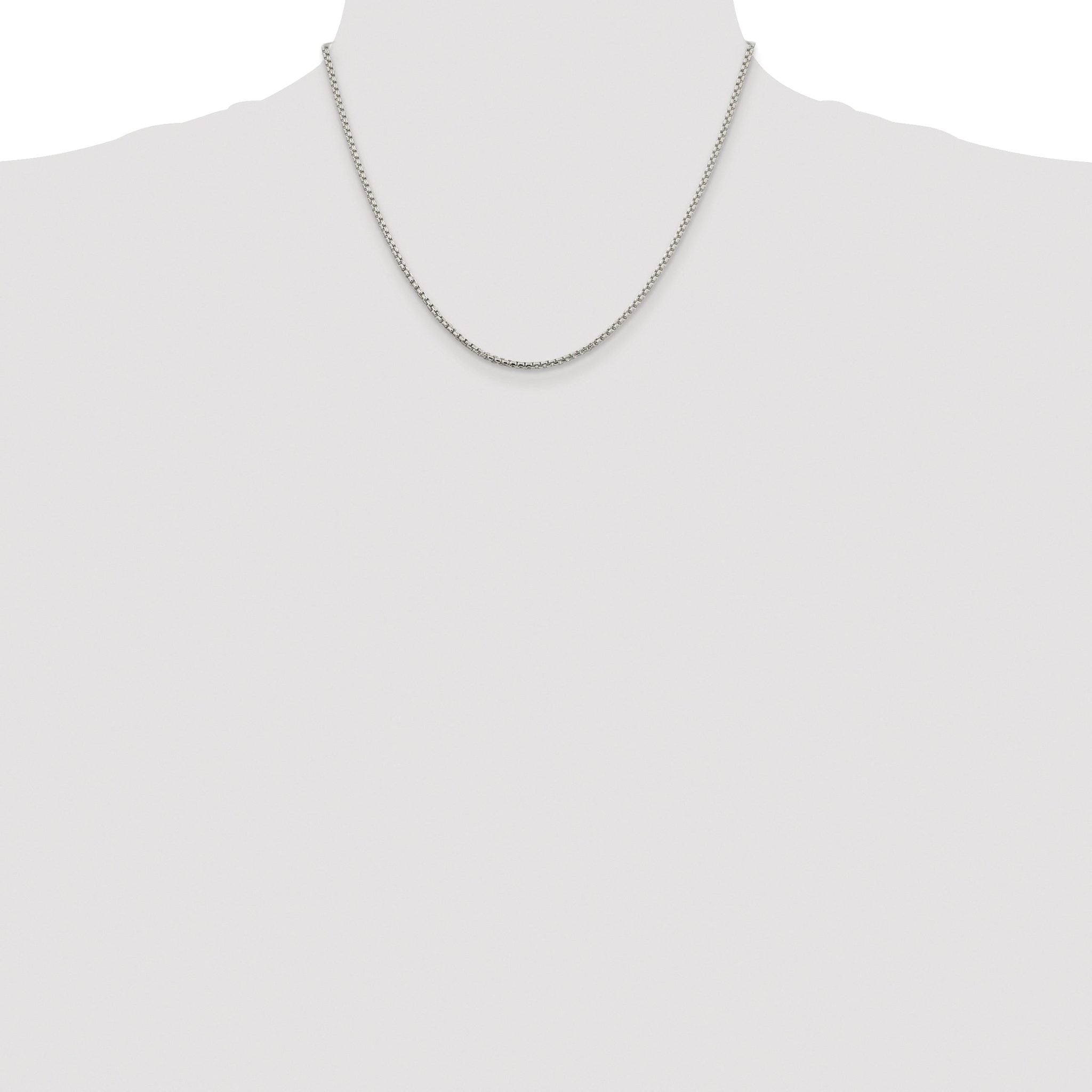 Sterling Silver Rhodium-plated 2mm Round Box Chain
