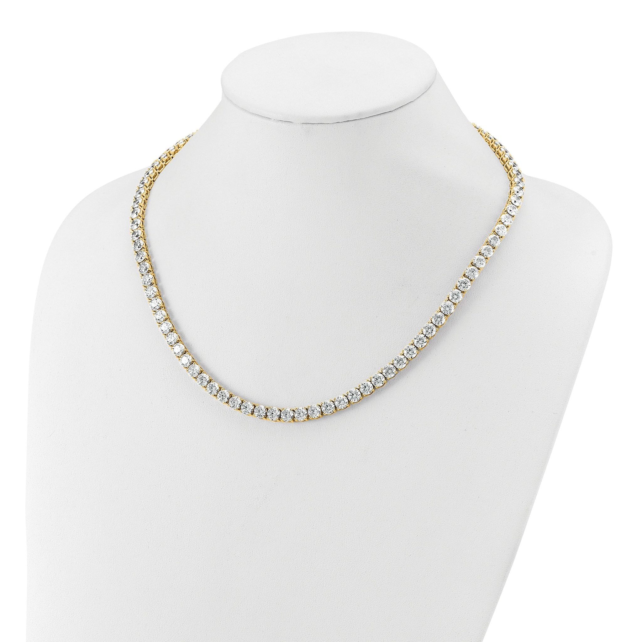 14k 56 1/4 carat Lab Grown Diamond VS+ F+ Complete Round 18 inch Straight Tennis Necklace